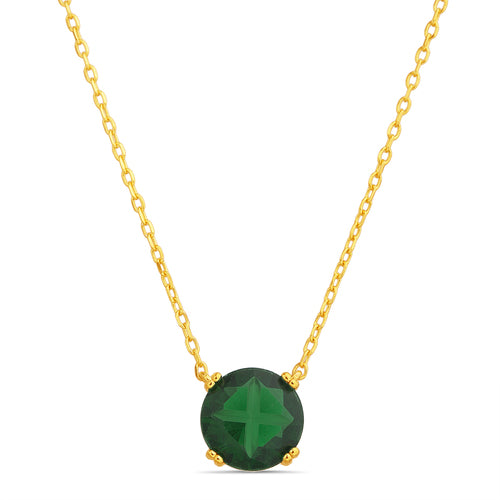 Sterling Silver Round 8mm Colored CZ Necklace