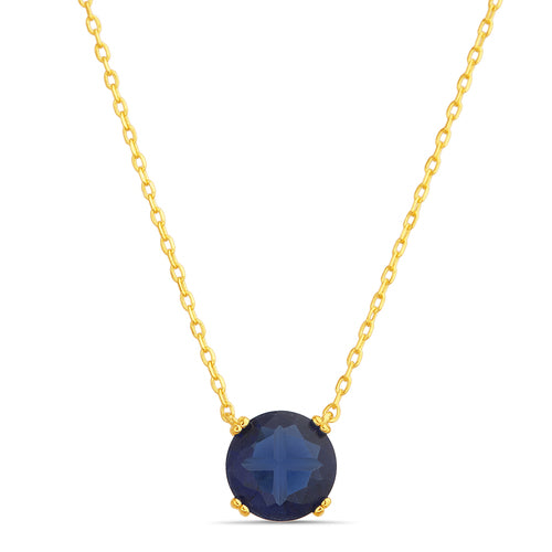 Sterling Silver Round 8mm Colored CZ Necklace