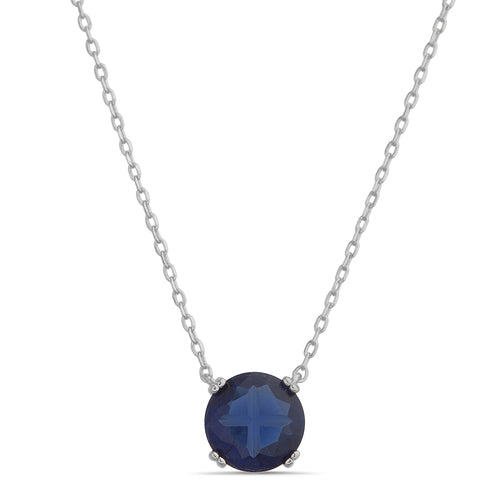 Sterling Silver Round 8mm Colored CZ Necklace