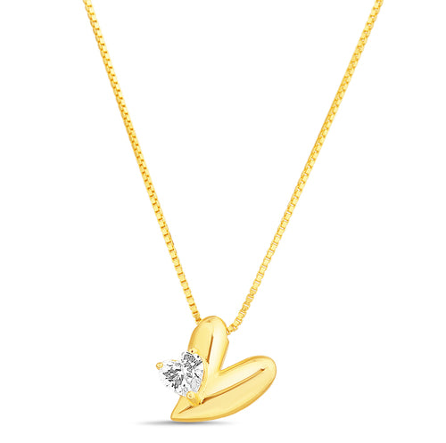 Sterling Silver Double CZ Heart Necklace