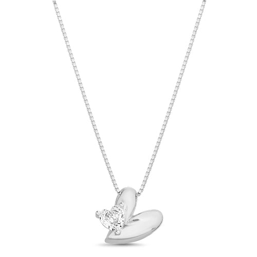 Sterling Silver Double CZ Heart Necklace