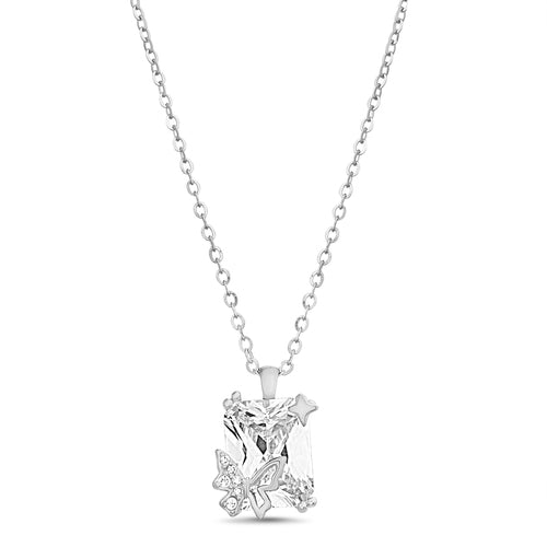 Sterling Silver CZ Butterfly Necklace