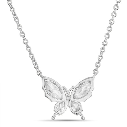 Sterling Silver CZ Butterfly Necklace