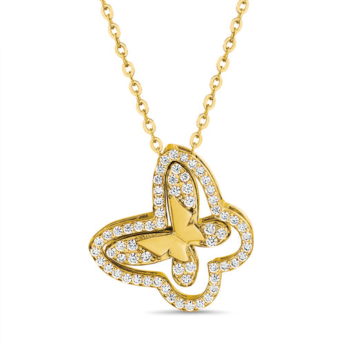 Sterling Silver CZ Butterfly Necklace