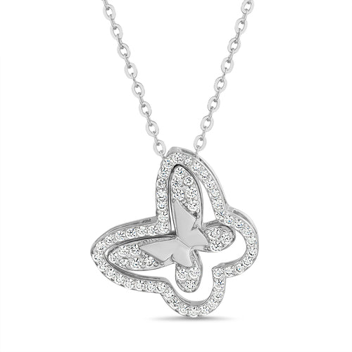 Sterling Silver CZ Butterfly Necklace