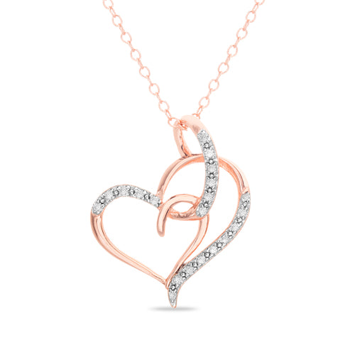Sterling Silver Rose Gold Two Tone Diamond Heart Necklace
