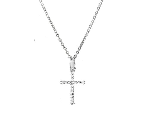 Sterling Silver Dainty CZ Cross Necklace