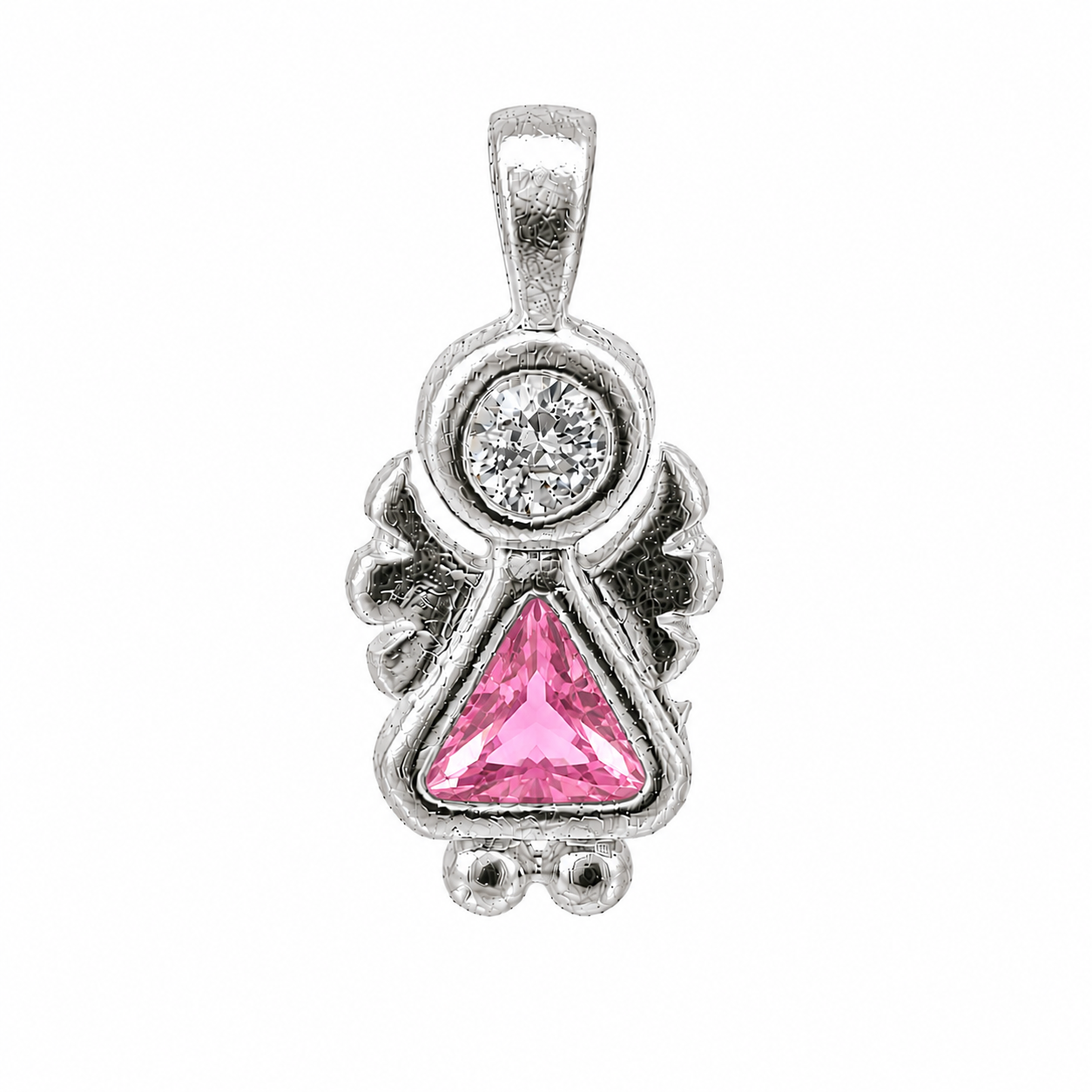 Sterling Silver Angel Birthstone Pendant