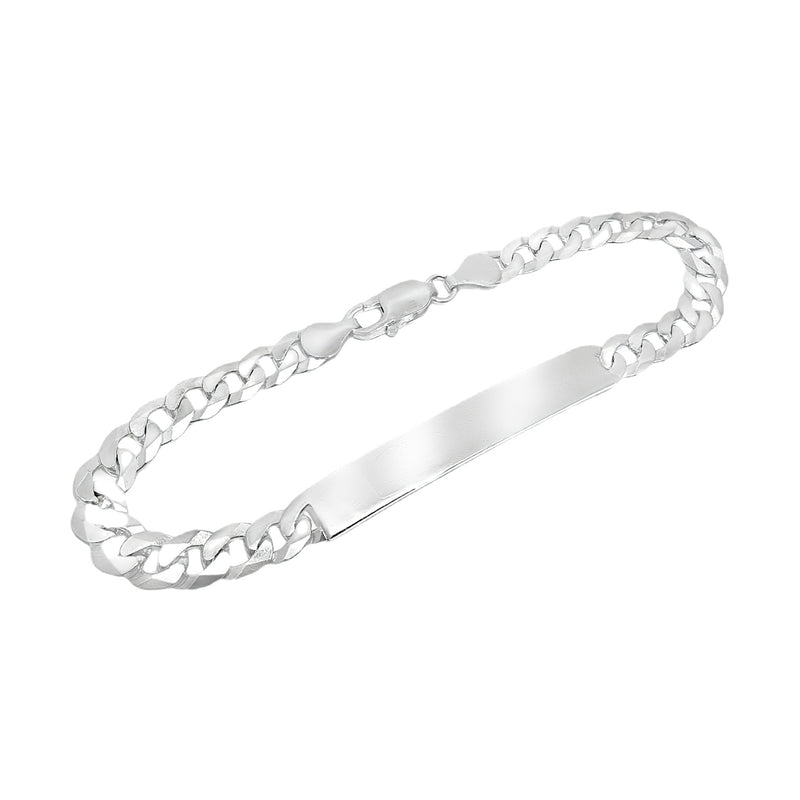 Italian Sterling Silver Flat Curb ID Bracelet 180 Gauge