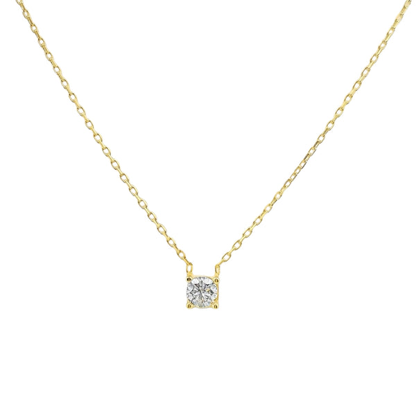 Sterling Silver 4mm Round CZ Solitaire Necklace