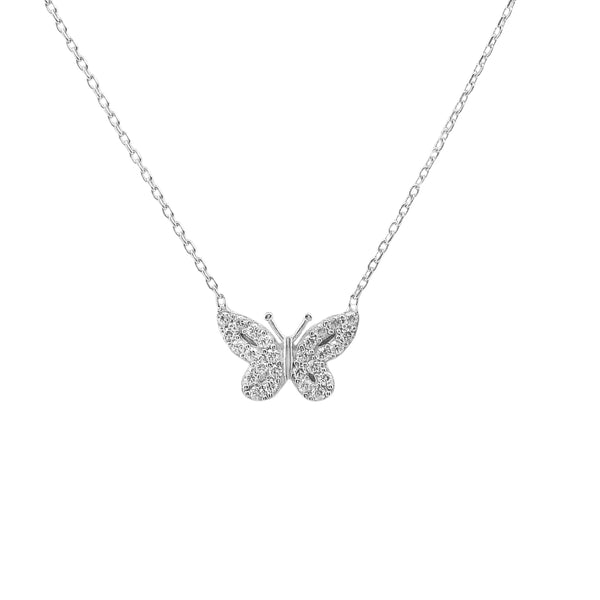 Sterling Silver CZ Butterfly Necklace