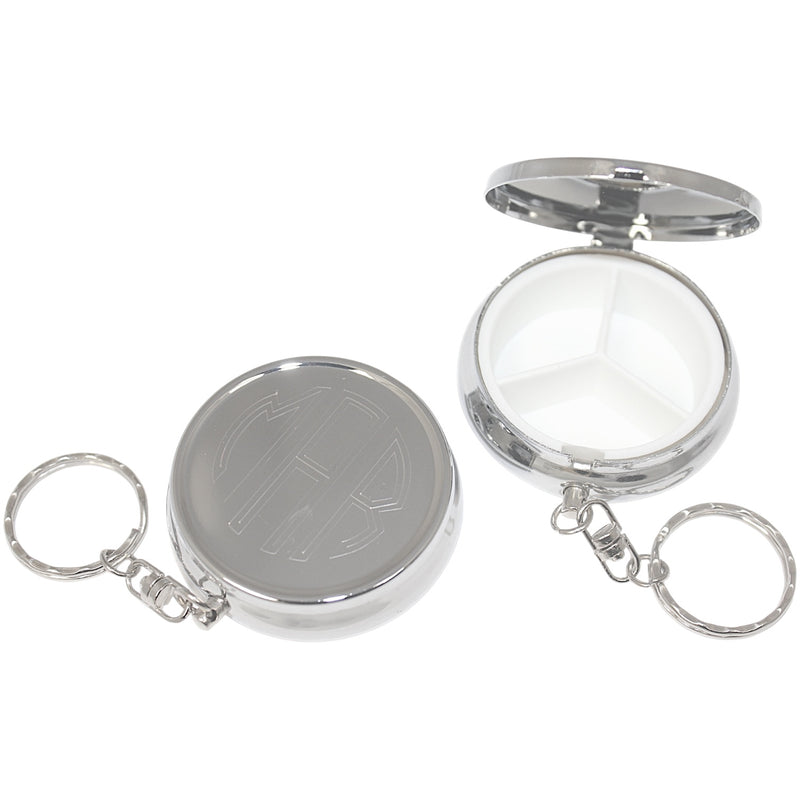 Engravable Round Pill Box Key Chain