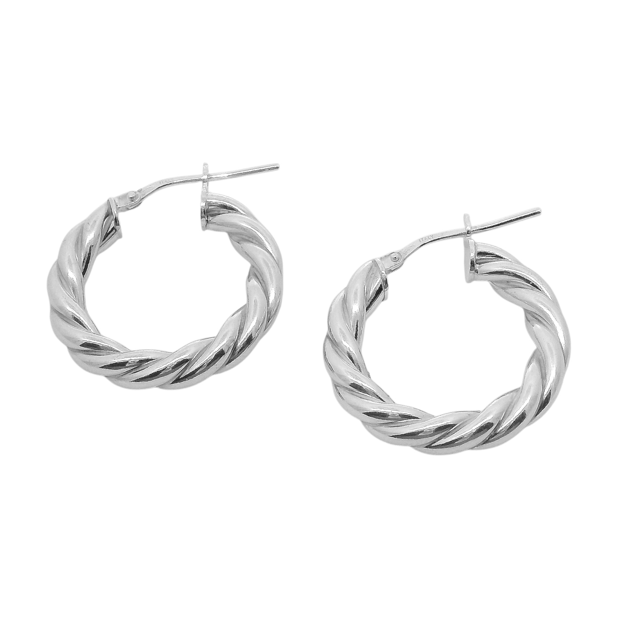 Sterling Silver Twisted Braided Hoop Earrings
