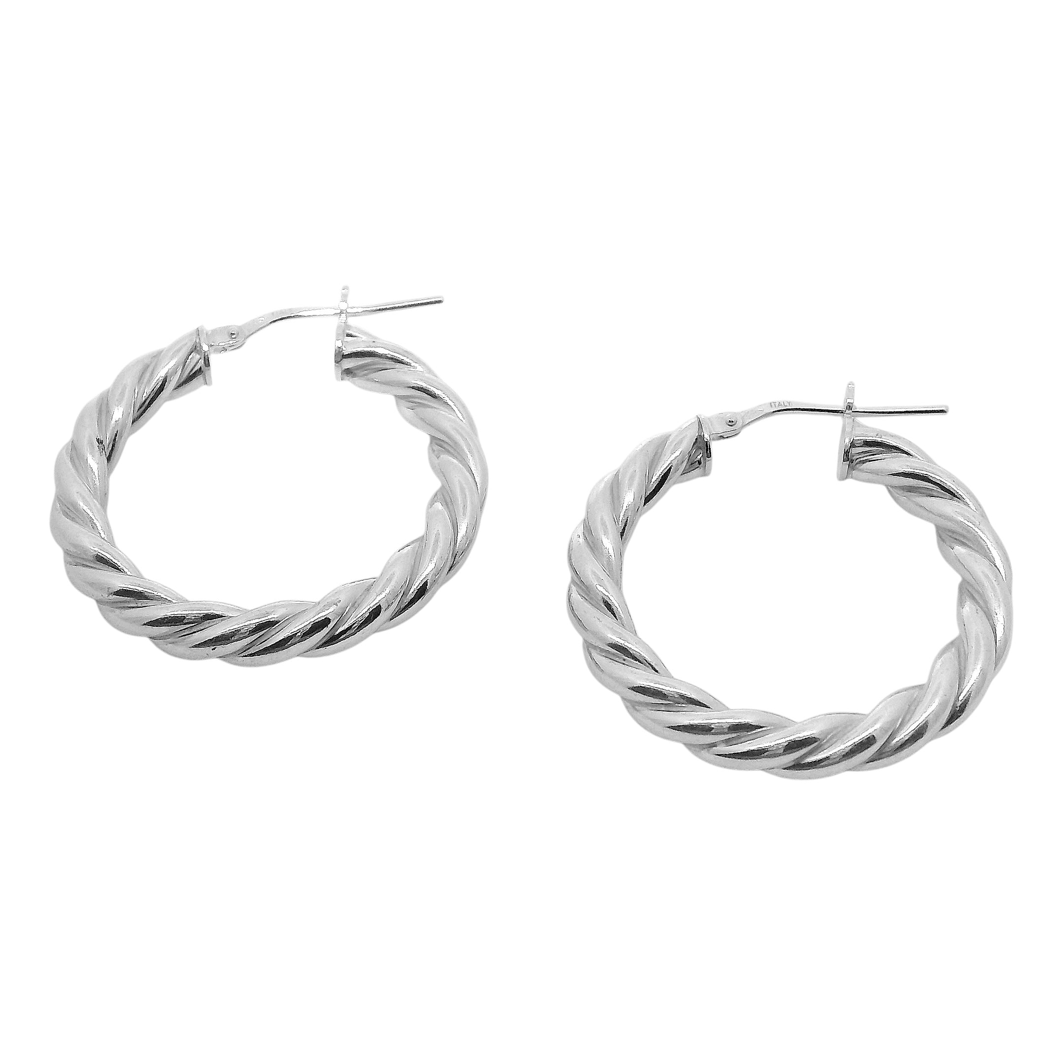 Sterling Silver Twisted Braided Hoop Earrings