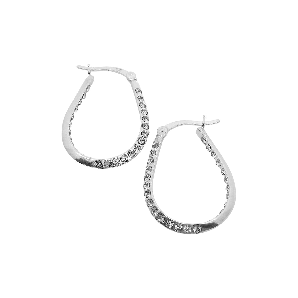 Sterling Silver Inside Out CZ Pear Shape Hoop Earrings