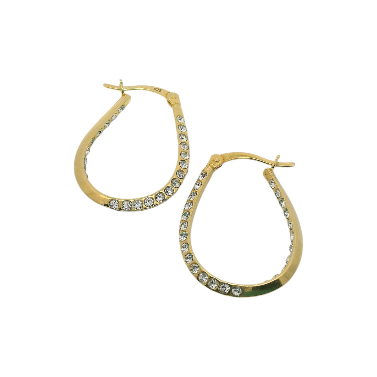 Sterling Silver Inside Out CZ Pear Shape Hoop Earrings