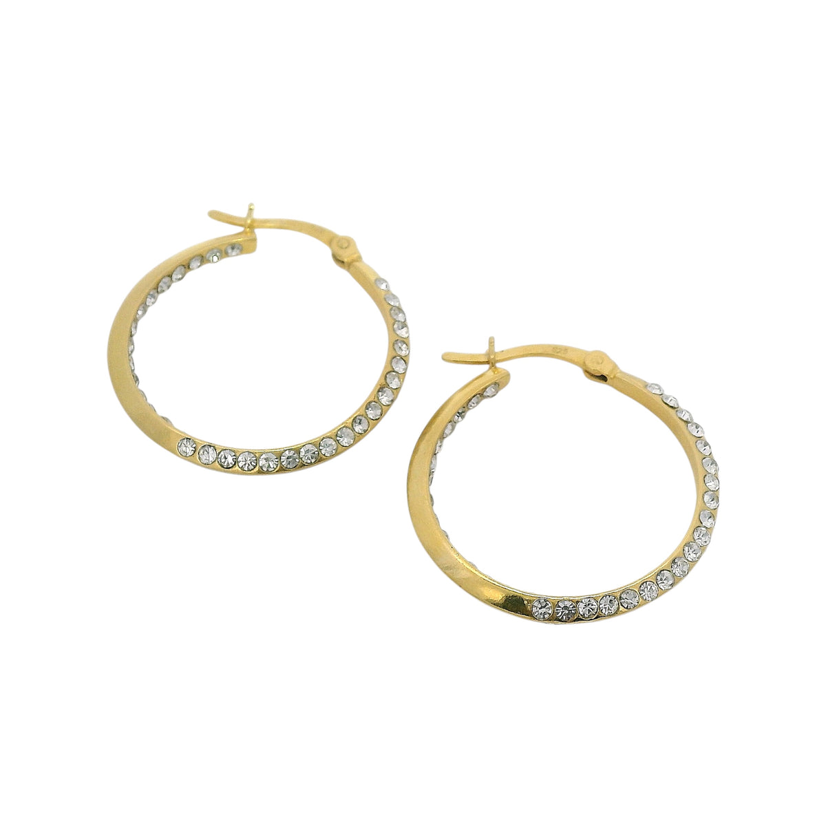 Sterling Silver Inside Out CZ Round Hoop Earrings