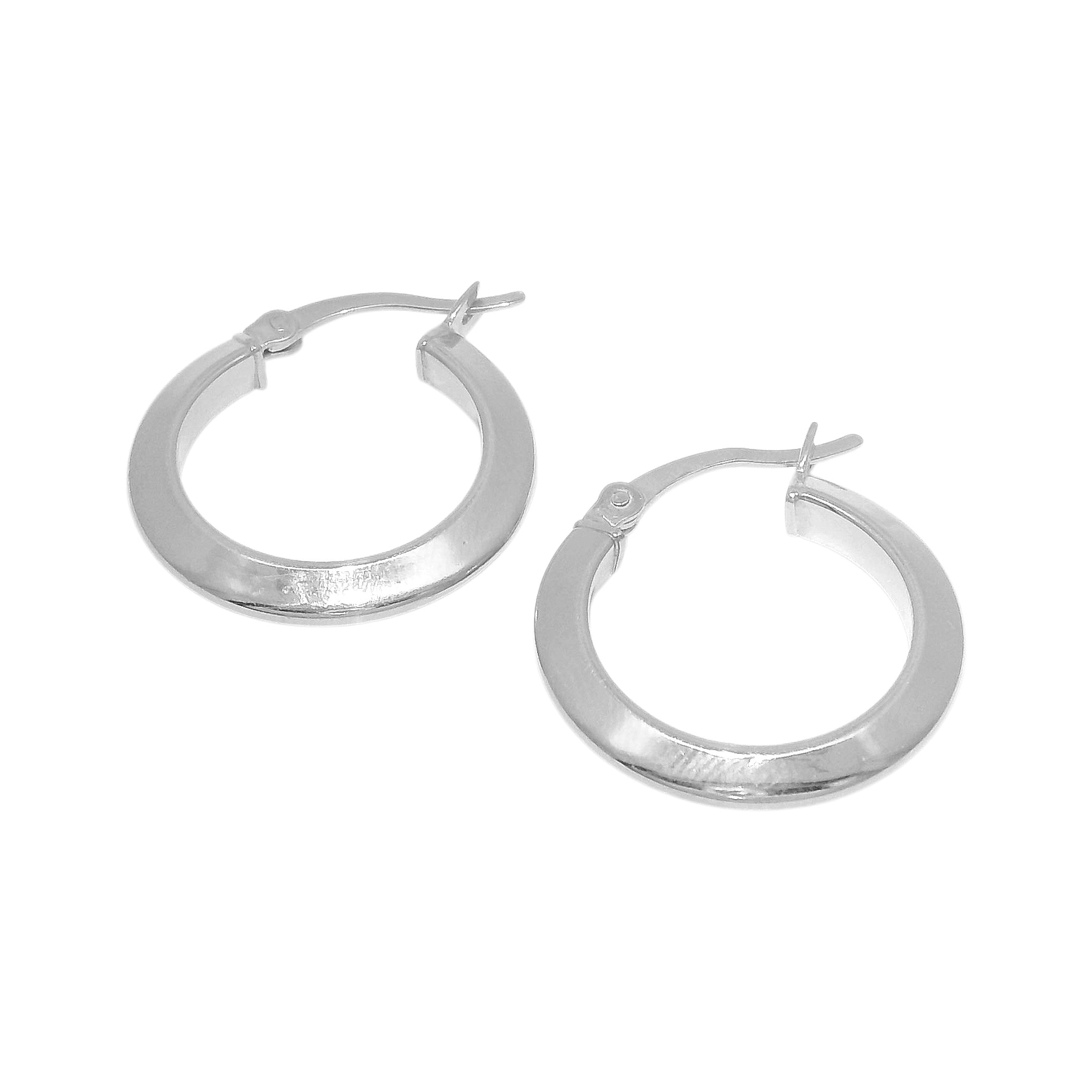 Sterling Silver Beveled 20mm Hoop Earrings