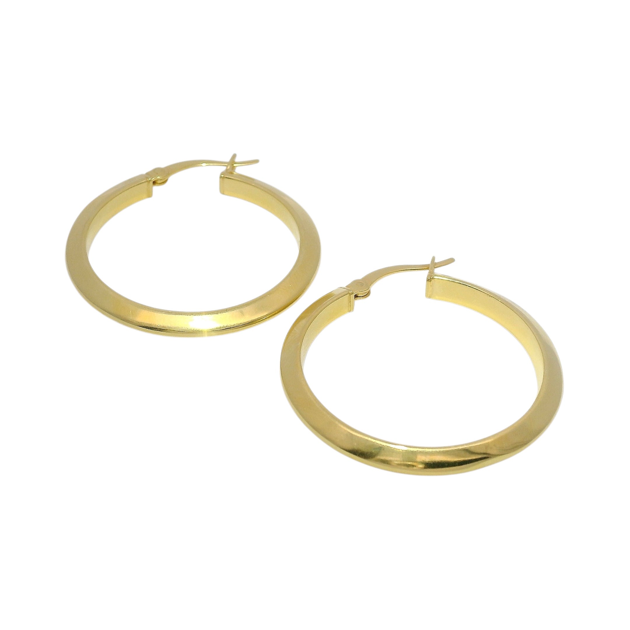 Sterling Silver Beveled 30MM Hoop Earrings