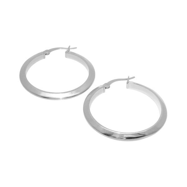 Sterling Silver Beveled 30MM Hoop Earrings