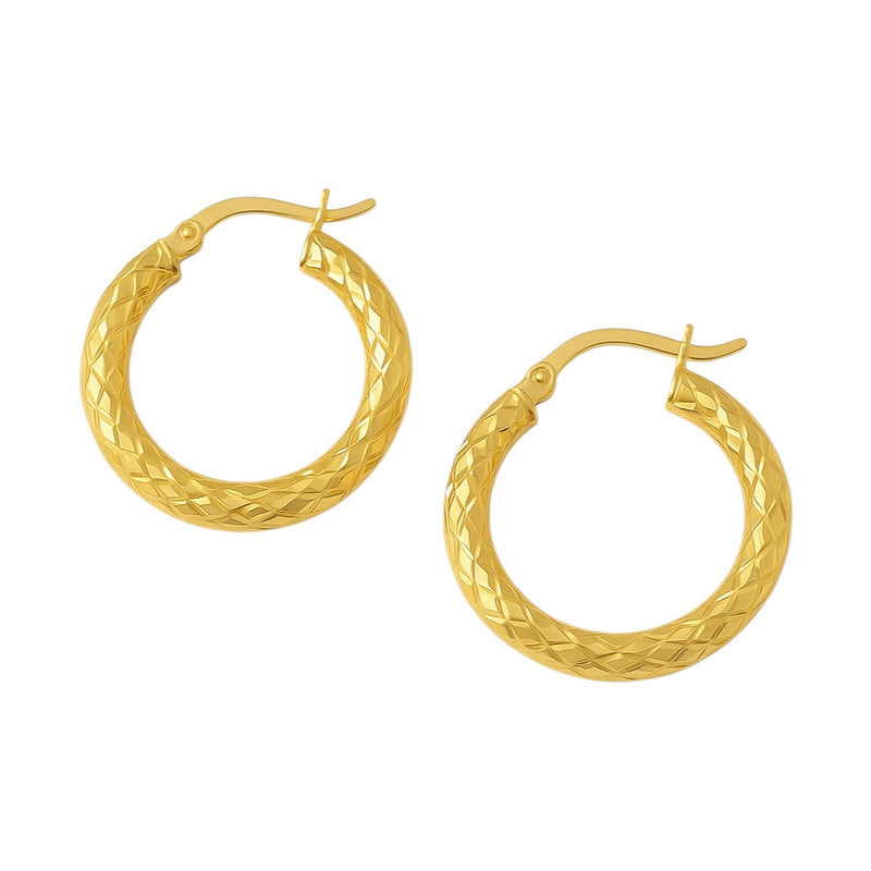 Sterling Silver 20mm Round Diamond Cut Hoop Earrings