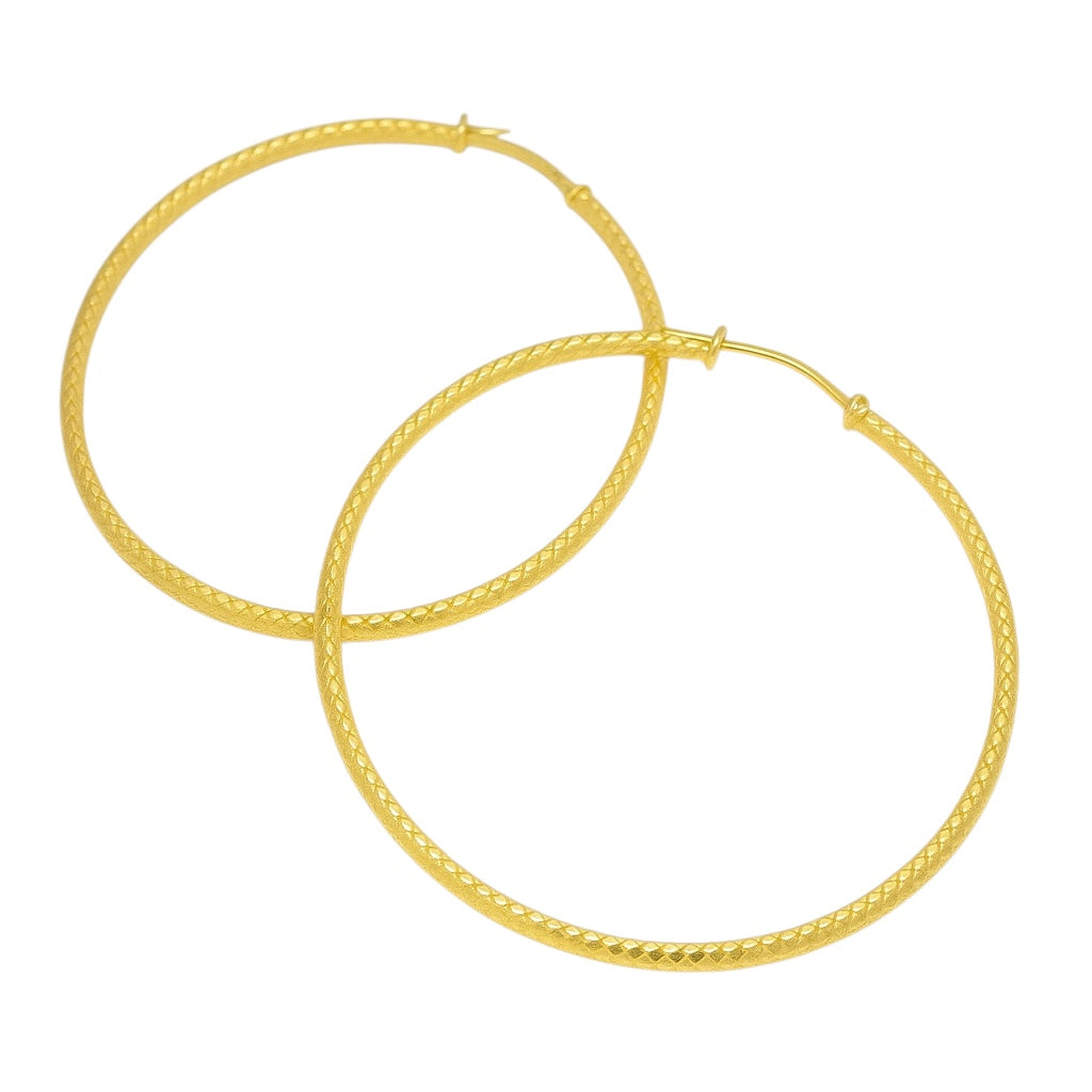 Sterling Silver 2mm Thick 60mm Round Diamond Cut Hoop Earrings