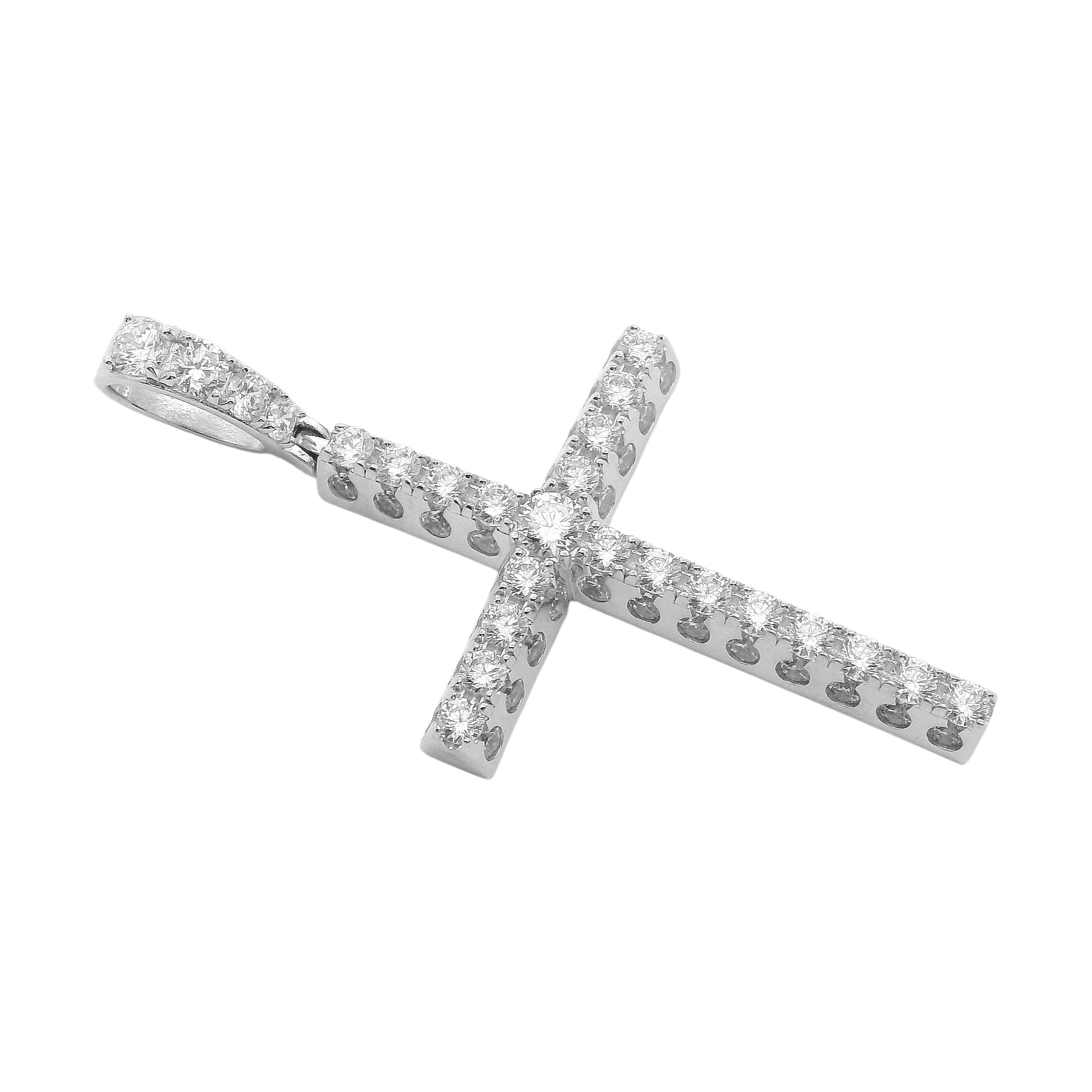 Sterling Silver Large CZ Cross Pendant