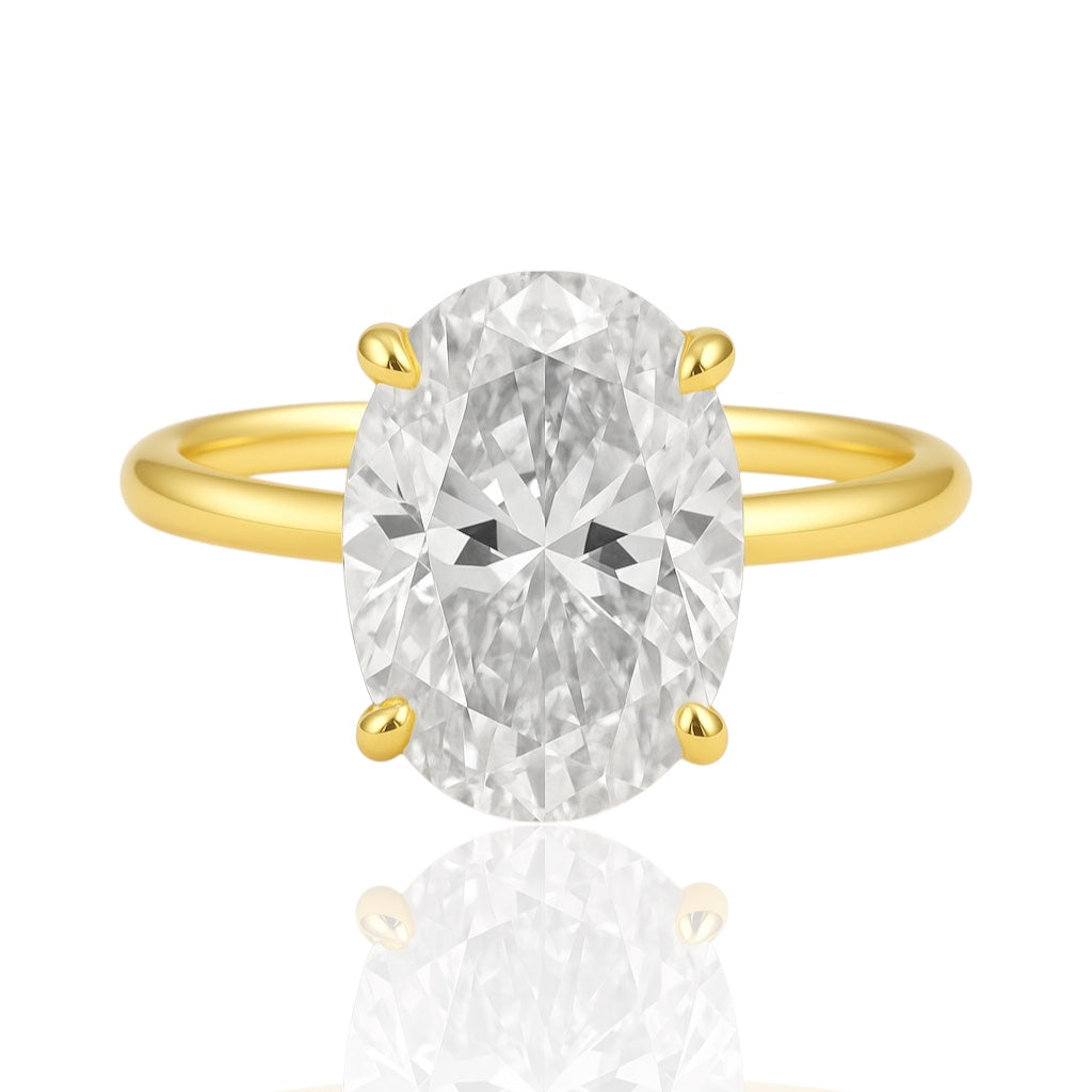 Sterling Silver Solitaire Oval 8mm*12mm 4.5CT Moissanite Ring