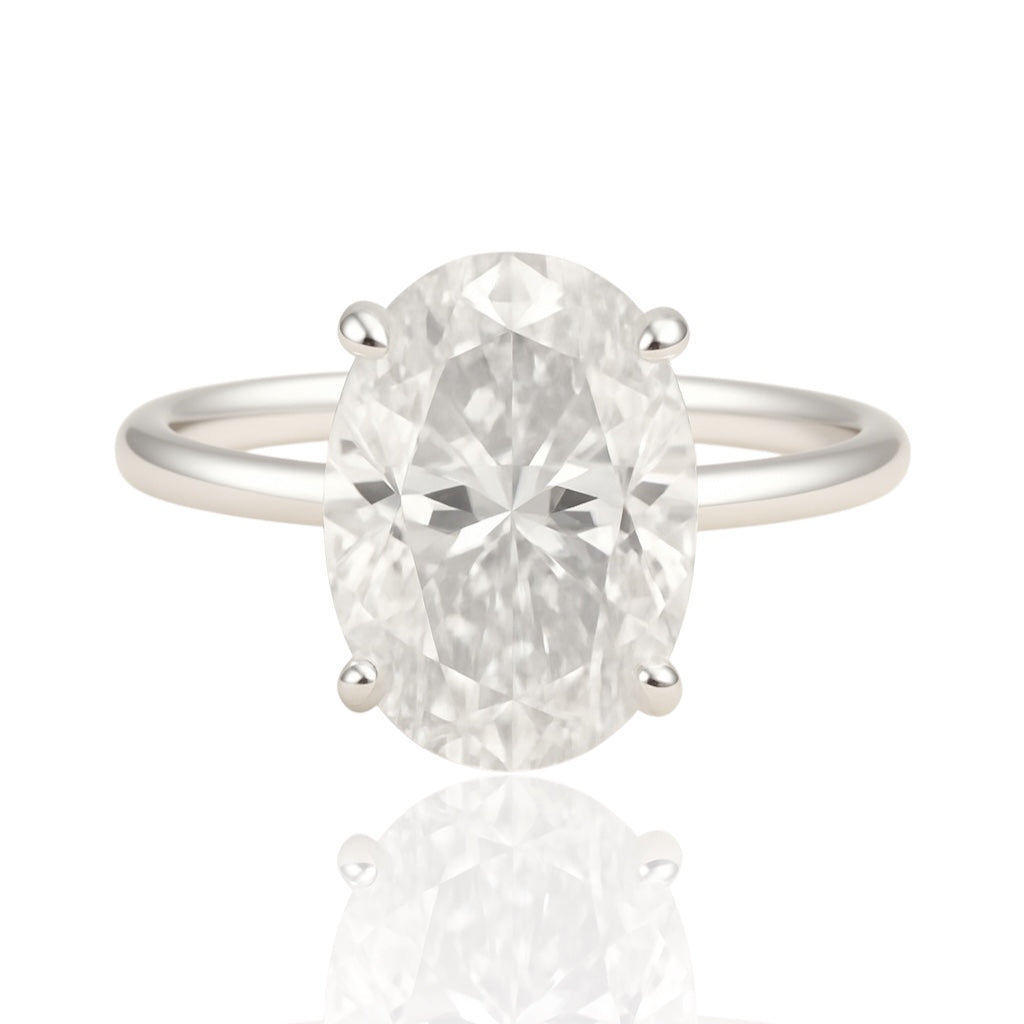 Sterling Silver Solitaire Oval 8mm*12mm 4.5CT Moissanite Ring