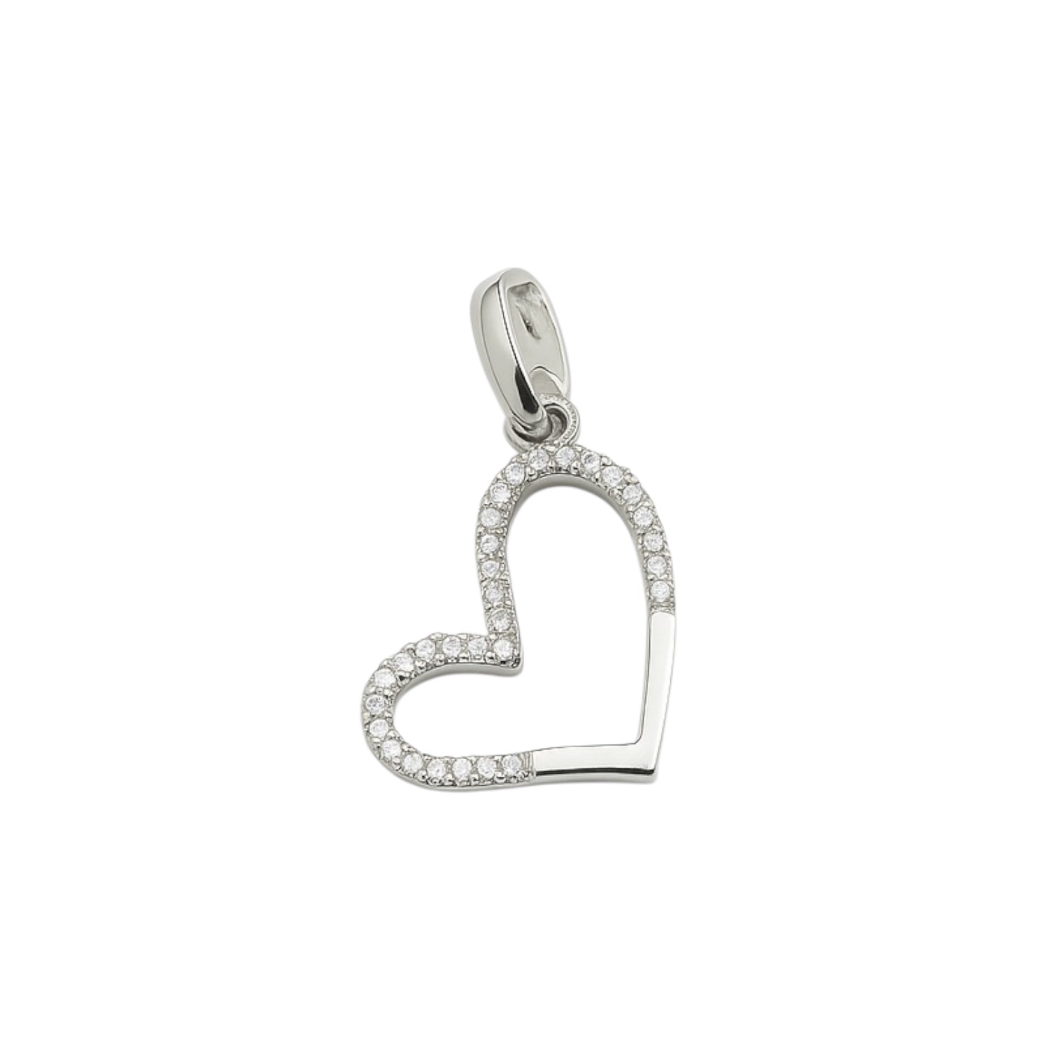 Sterling Silver CZ Open Heart Pendant