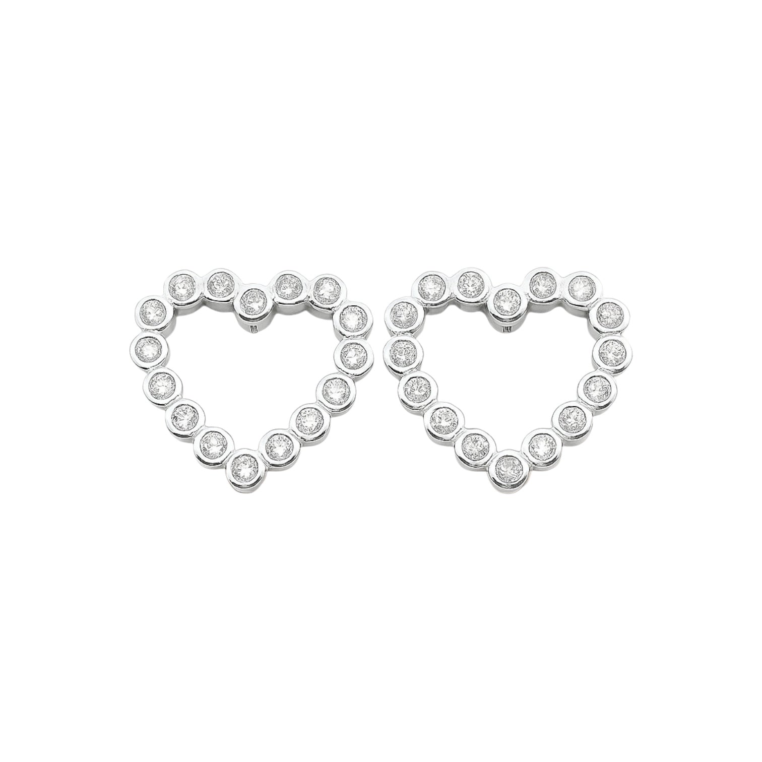 Sterling Silver CZ Open Heart Stud Earrings