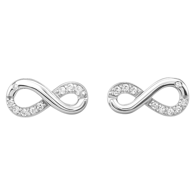 Sterling Silver CZ Infinity Stud Earrings