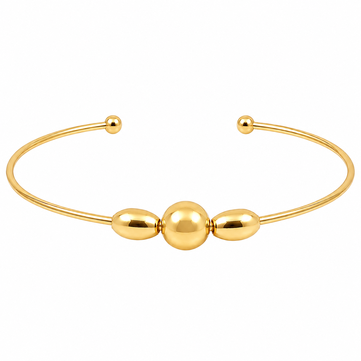 Sterling Silver Triple Bead Cuff Bracelet