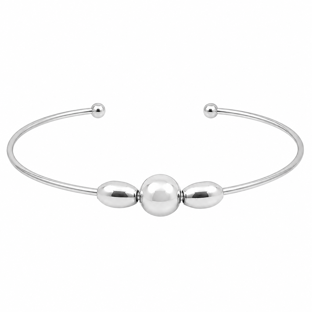 Sterling Silver Triple Bead Cuff Bracelet
