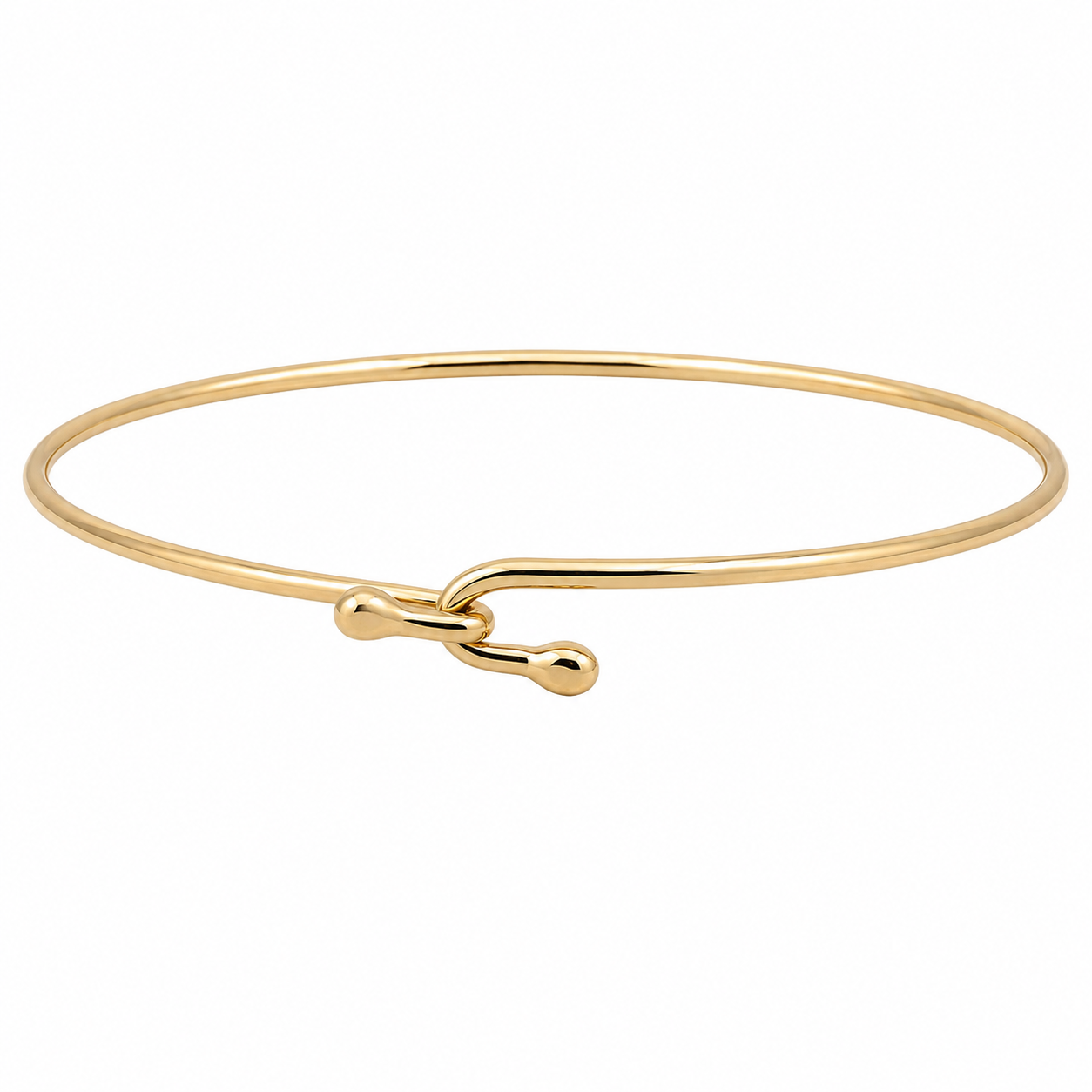 Sterling Silver Gold Plated Double Hook Closure Bangle