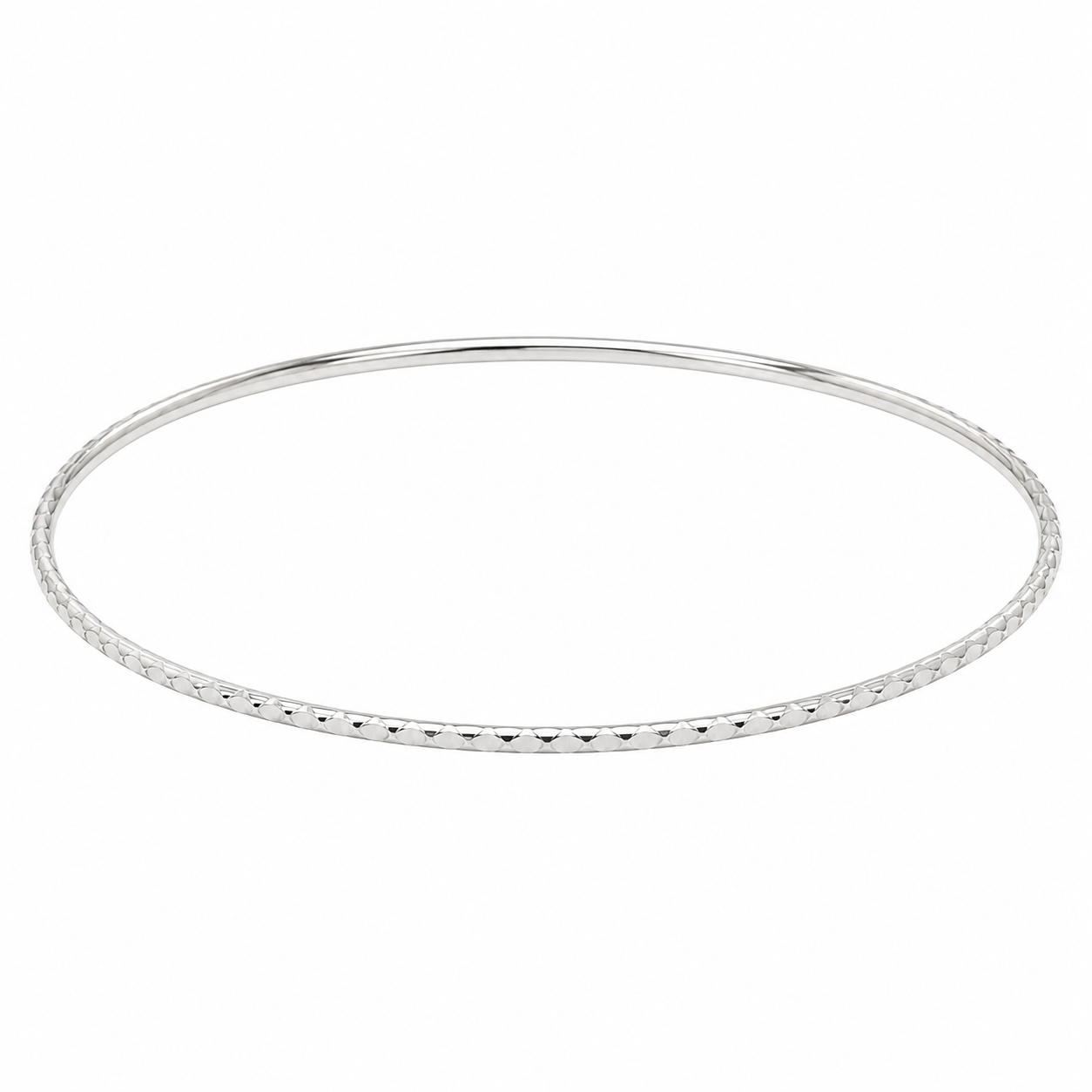 Sterling Silver Diamond Cut Thin Bangle