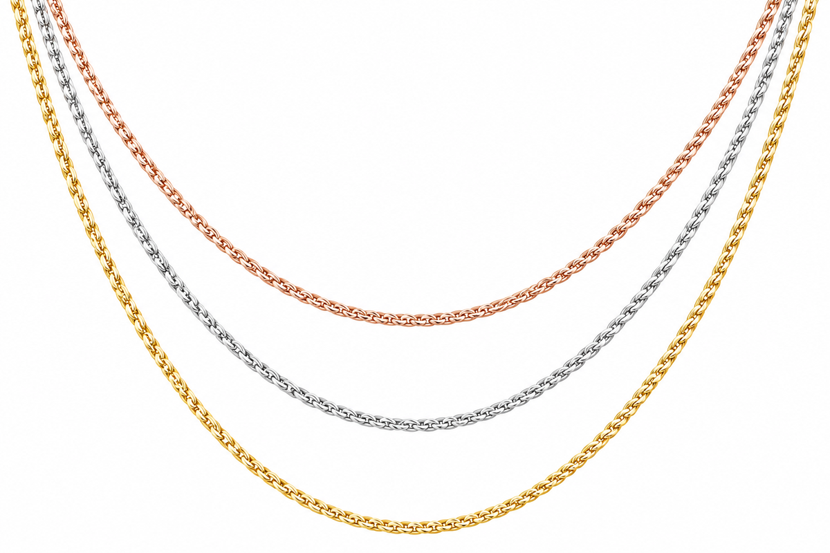 Sterling Silver Tricolor Rope Layered Chain