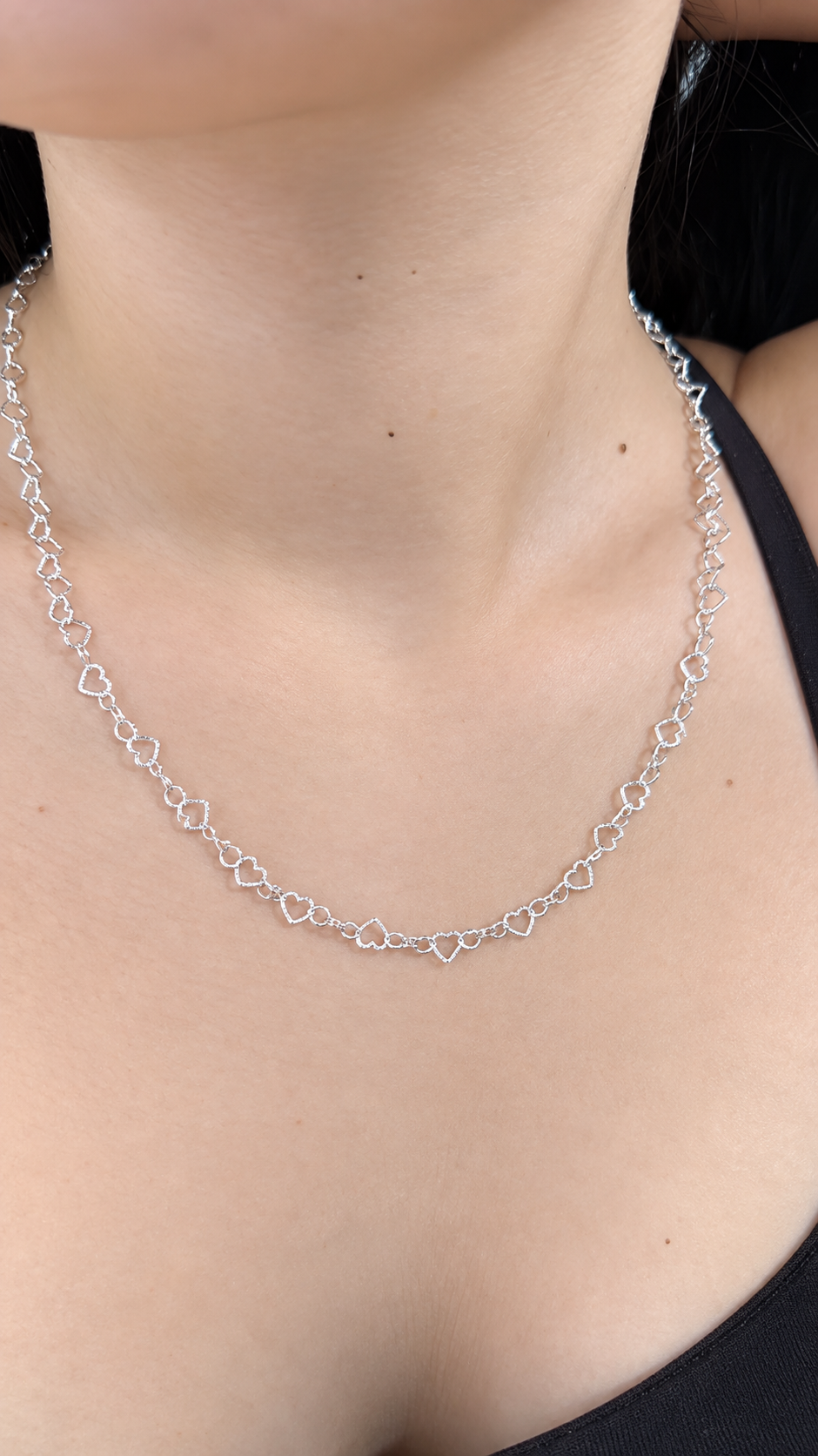 Italian Sterling Silver Heart Link Chain