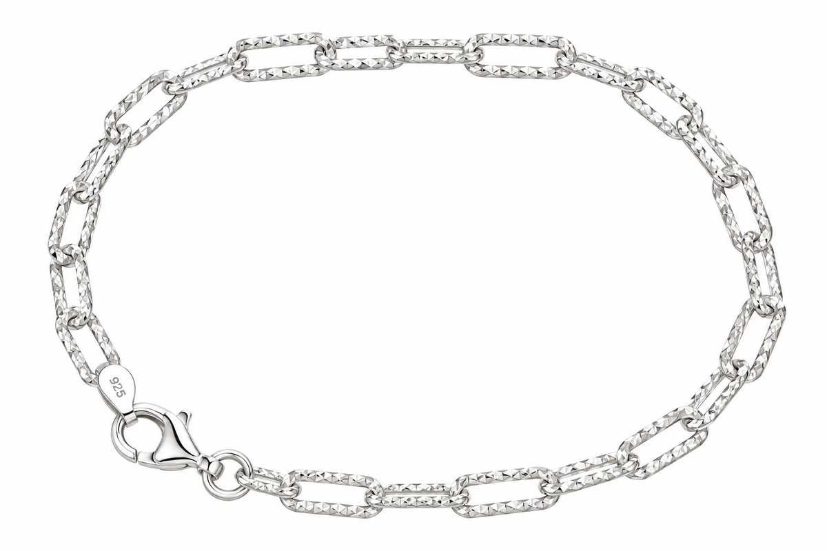 Sterling Silver Diamond Cut Paperclip Chain