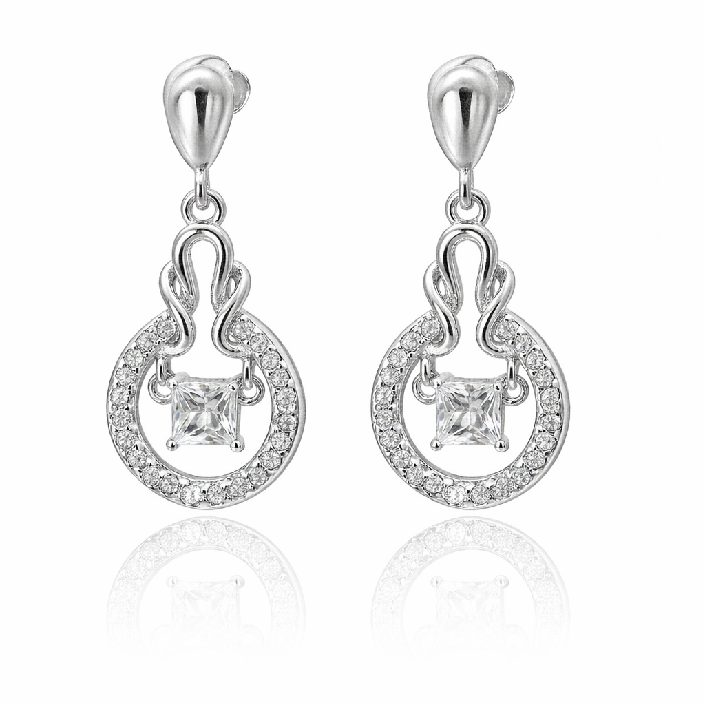 Square Halo CZ Earrings