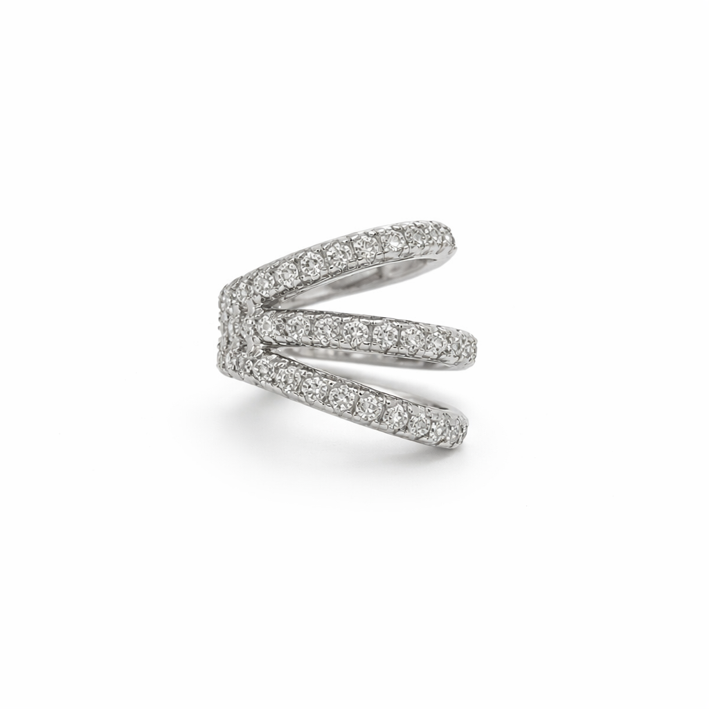 Sterling Silver CZ Cuff Earrings