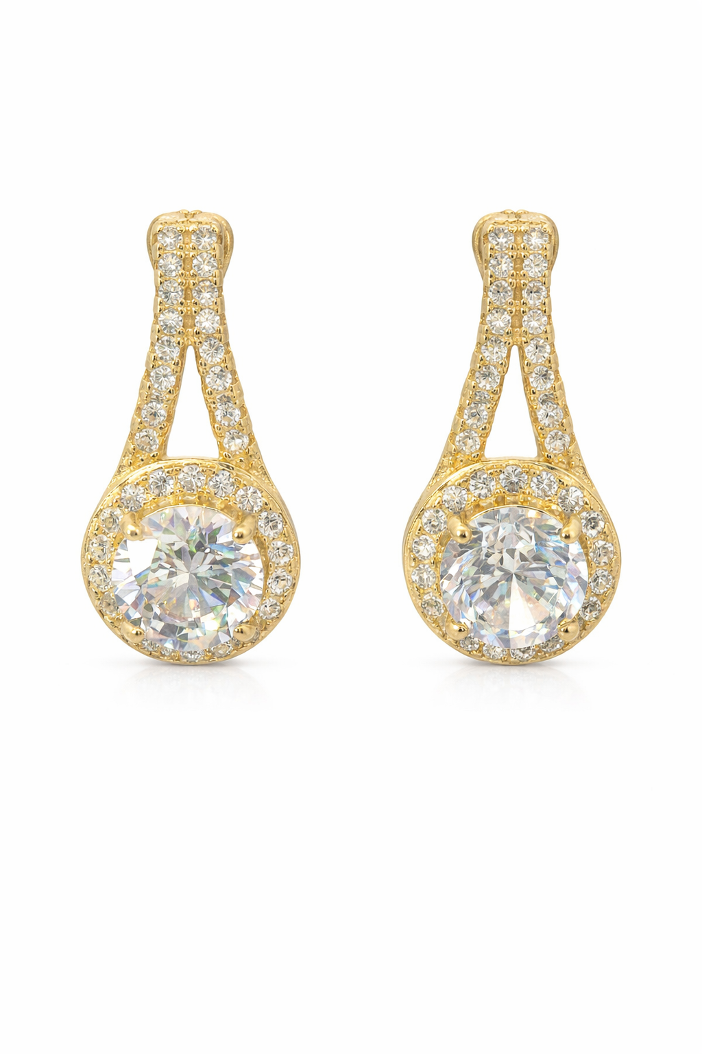Sterling Silver Tear Drop Round Halo Earrings