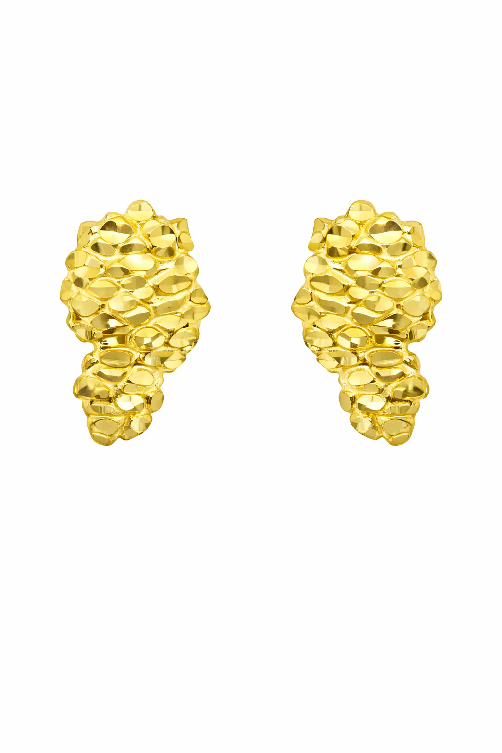 Sterling Silver Gold Plated Iced Nugget Earrings (Medium)