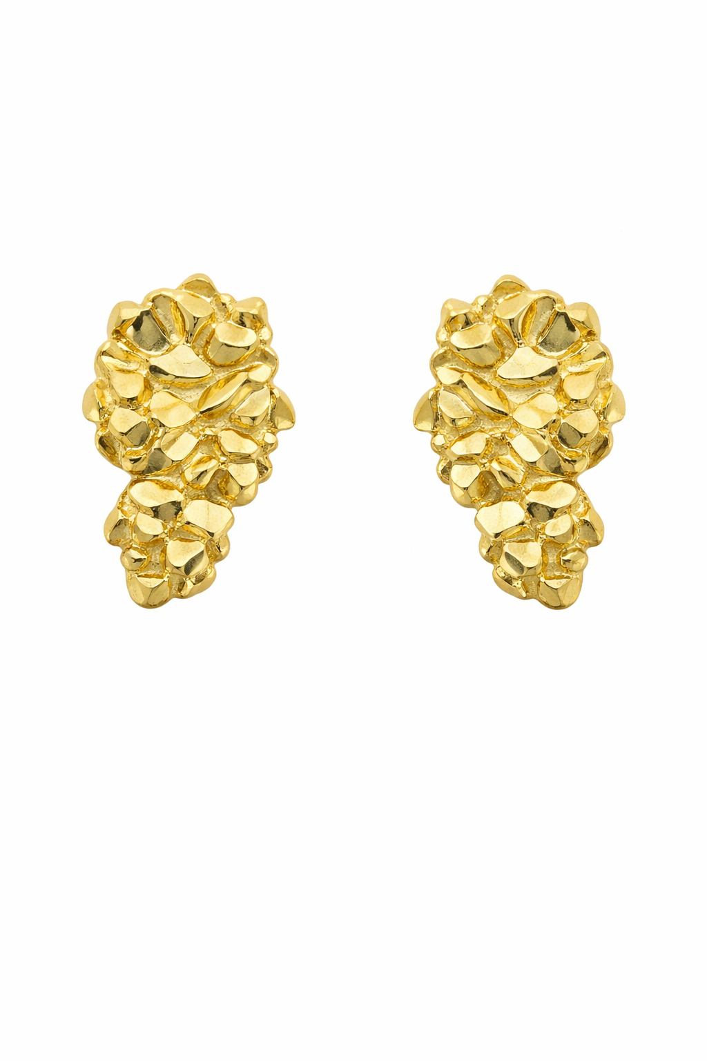 Sterling Silver Gold Plated Iced Nugget Earrings (Small)