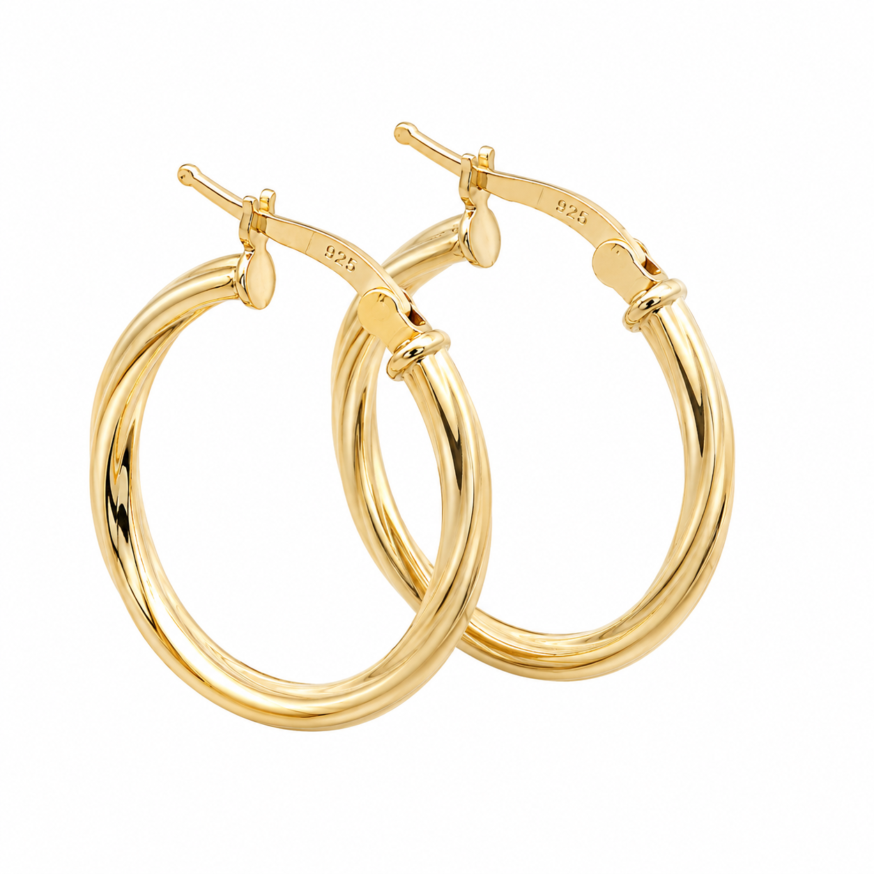 Sterling Silver 22.5mm Twisted Round Hoop Earrings