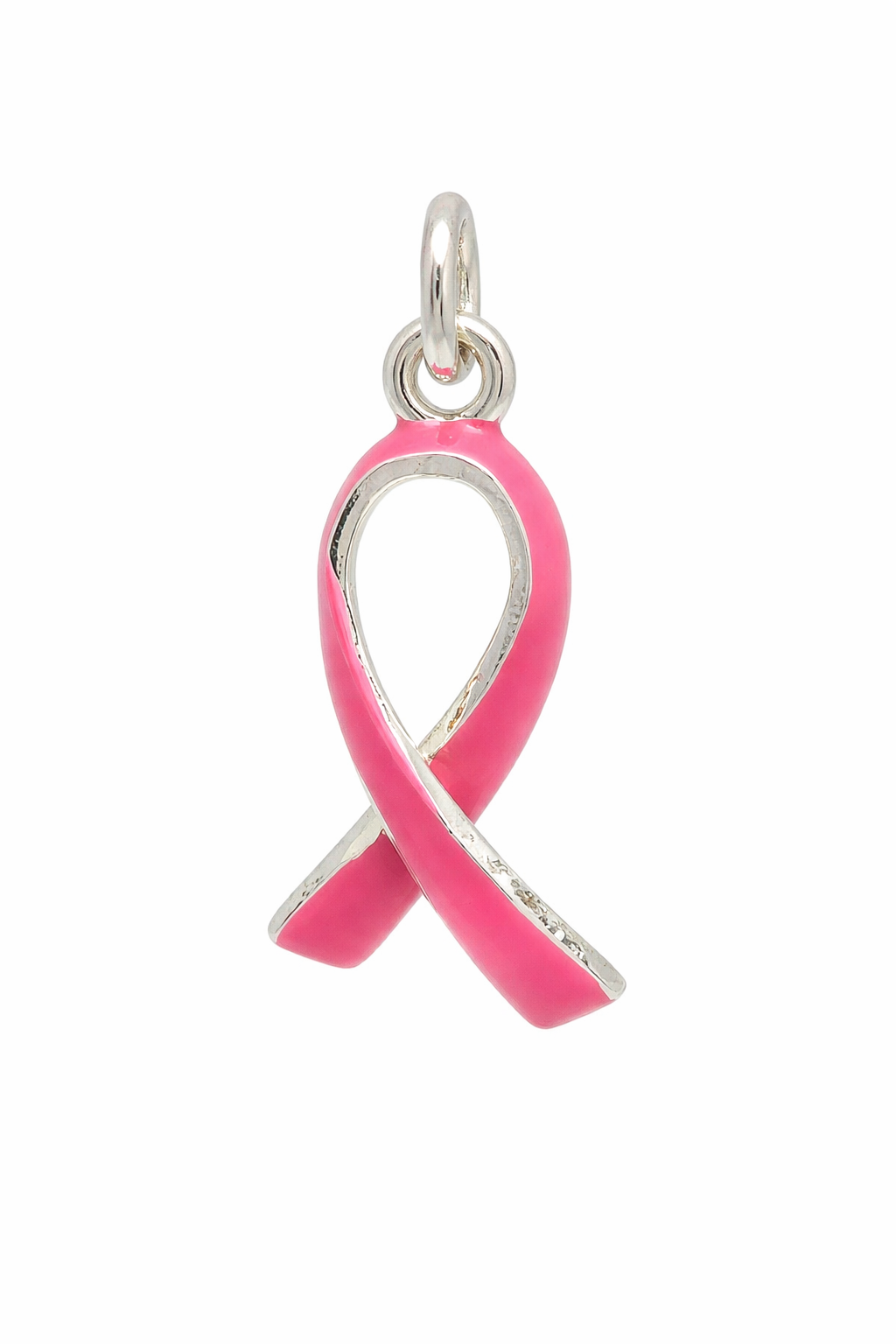 Sterling Silver Pink Breast Cancer Ribbon Pendant