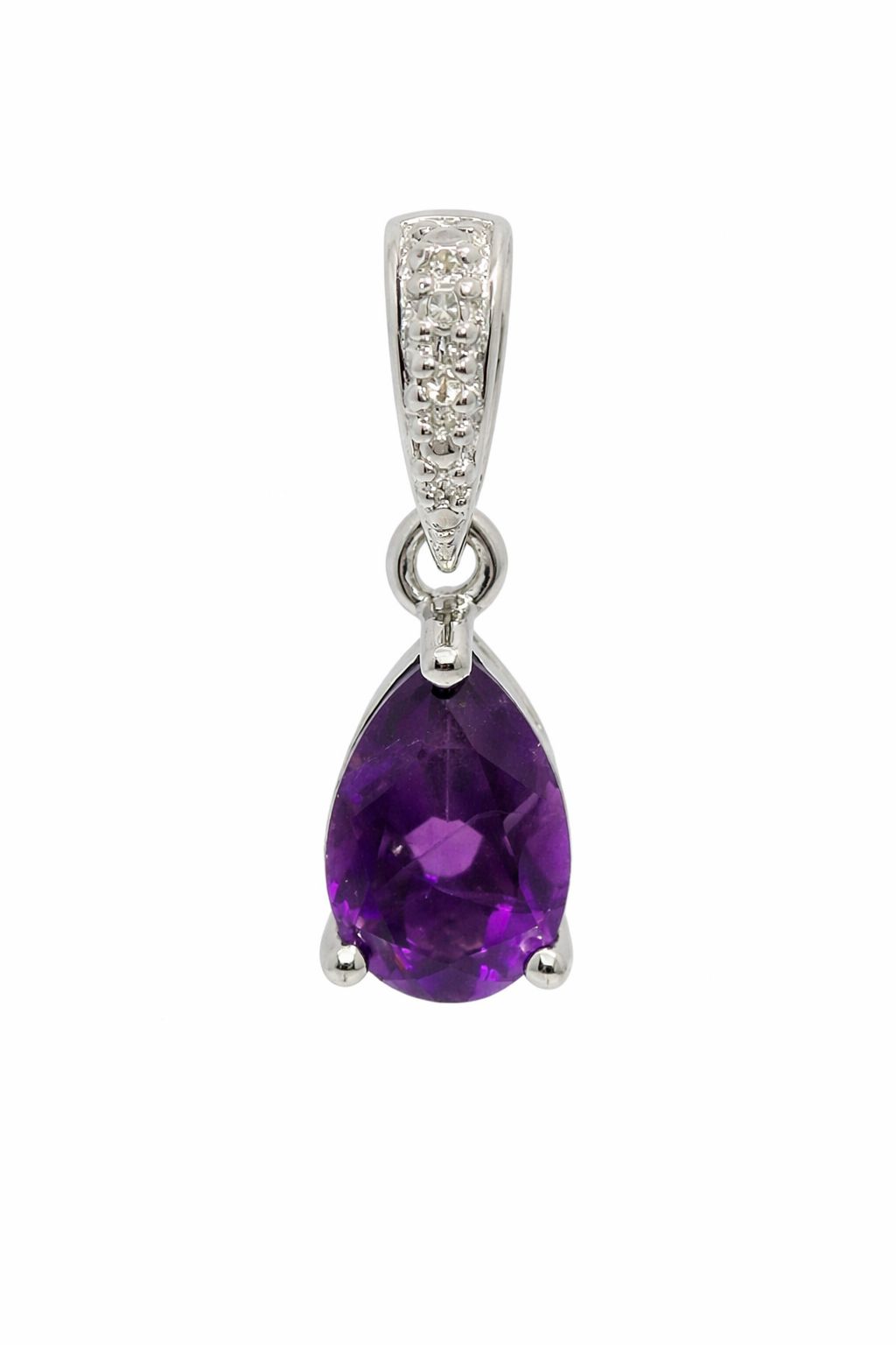 Sterling Silver Small Purple Tear Drop Gemstone Pendant