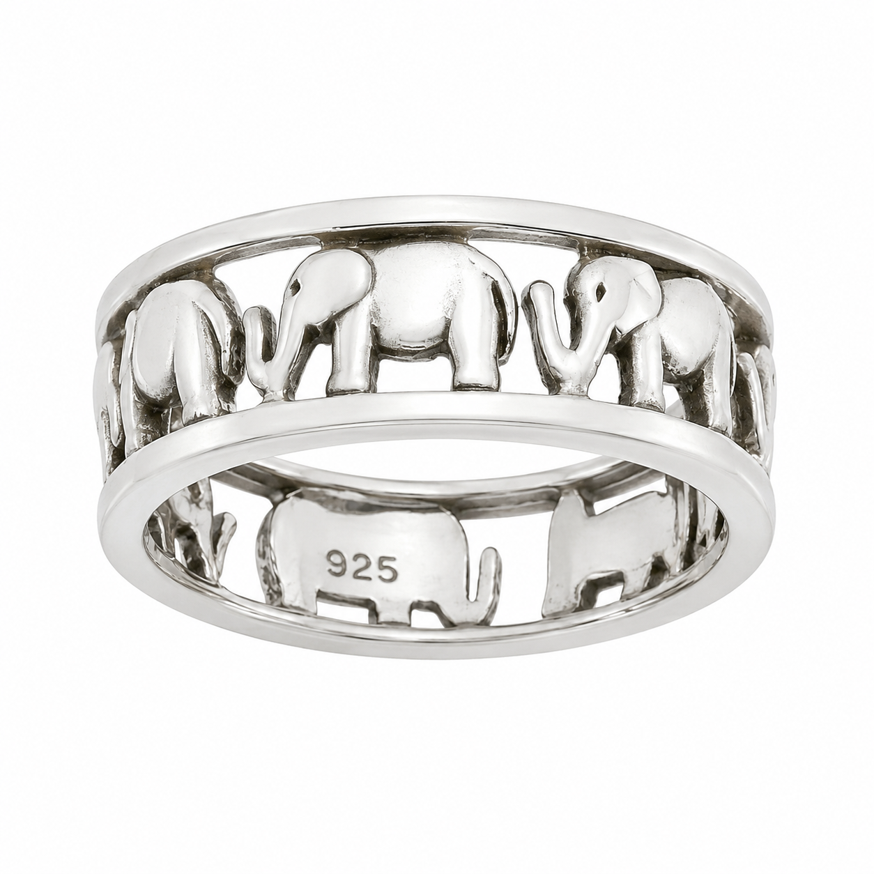 Sterling Silver Band Elephant Ring
