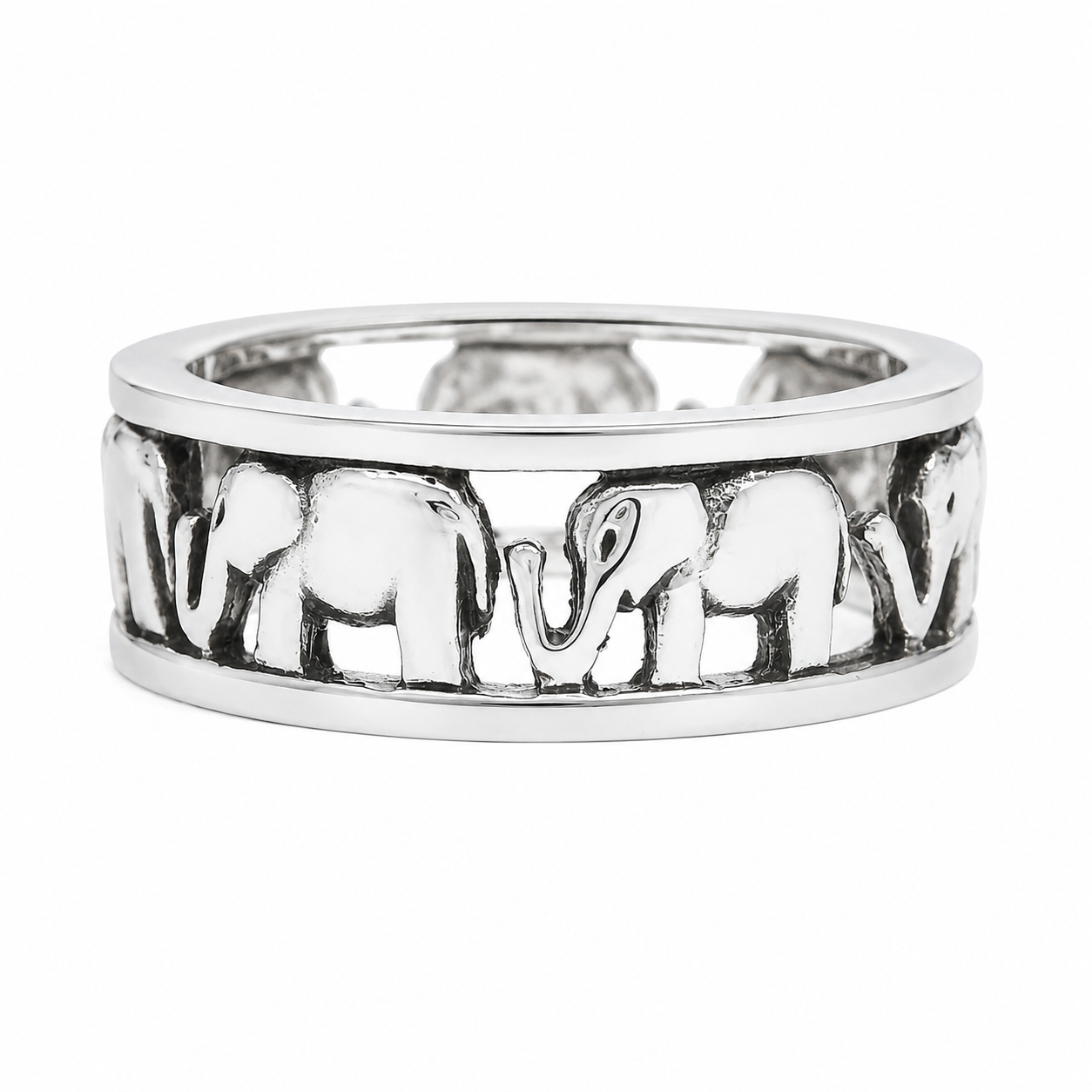 Sterling Silver Band Elephant Ring