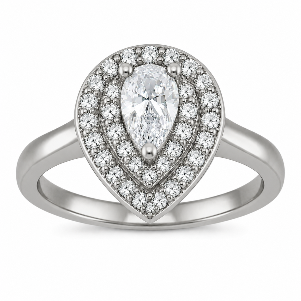 Sterling Silver Gunmetal Teardrop CZ Ring